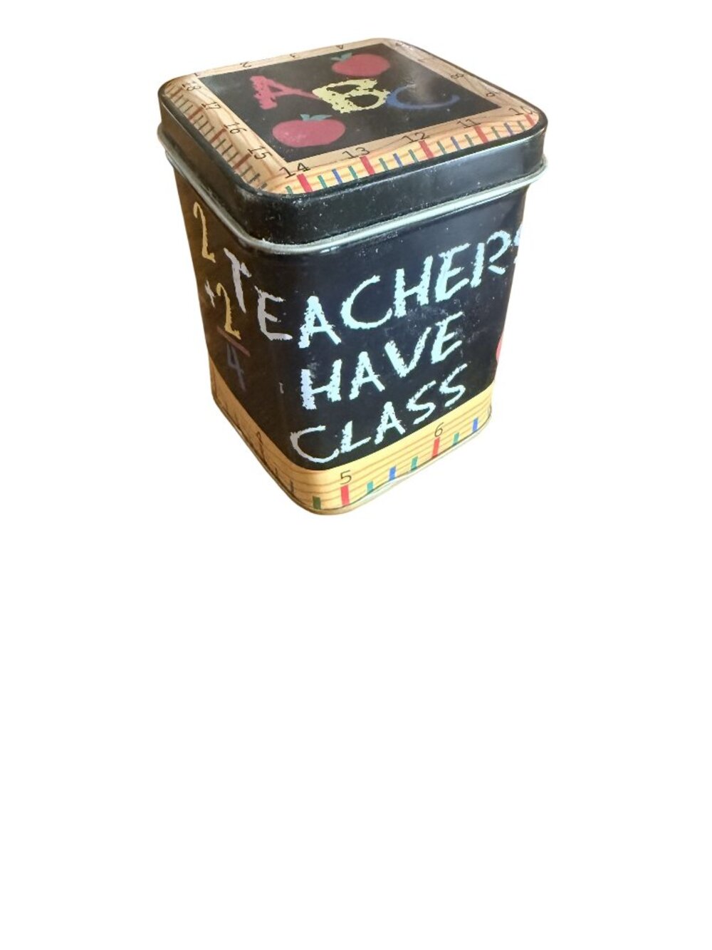 Teachers Have Class Tin Candle With Lid - Red Wax - School-Themed Design 4" Tall